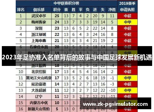 2023年足协准入名单背后的故事与中国足球发展新机遇